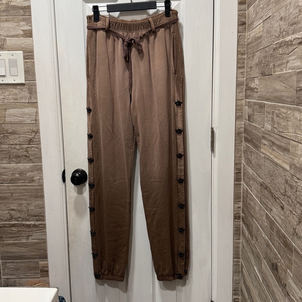 Boy’s Lie Brown Jogger Pants with Side Buttons